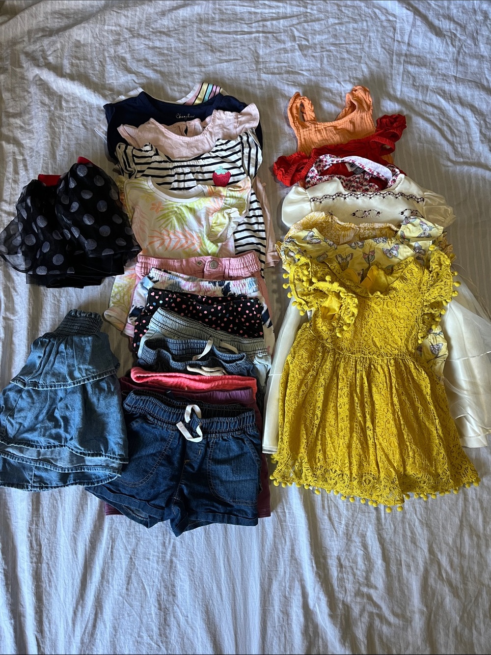3T Girls Bundle 23 pcs Mixed Clothing Lot Lace Dress and Denim Shorts and tops